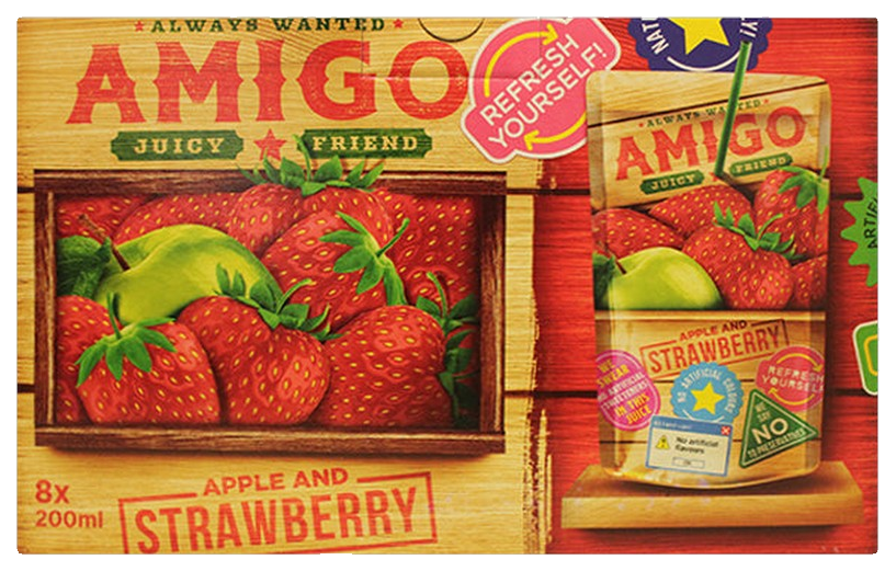 AMIGO Fruit Drink Apple & Strawberry 8x200ml