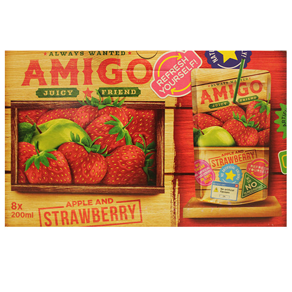 [AMI-1003] AMIGO Fruit Drink Apple & Strawberry 16x200ml