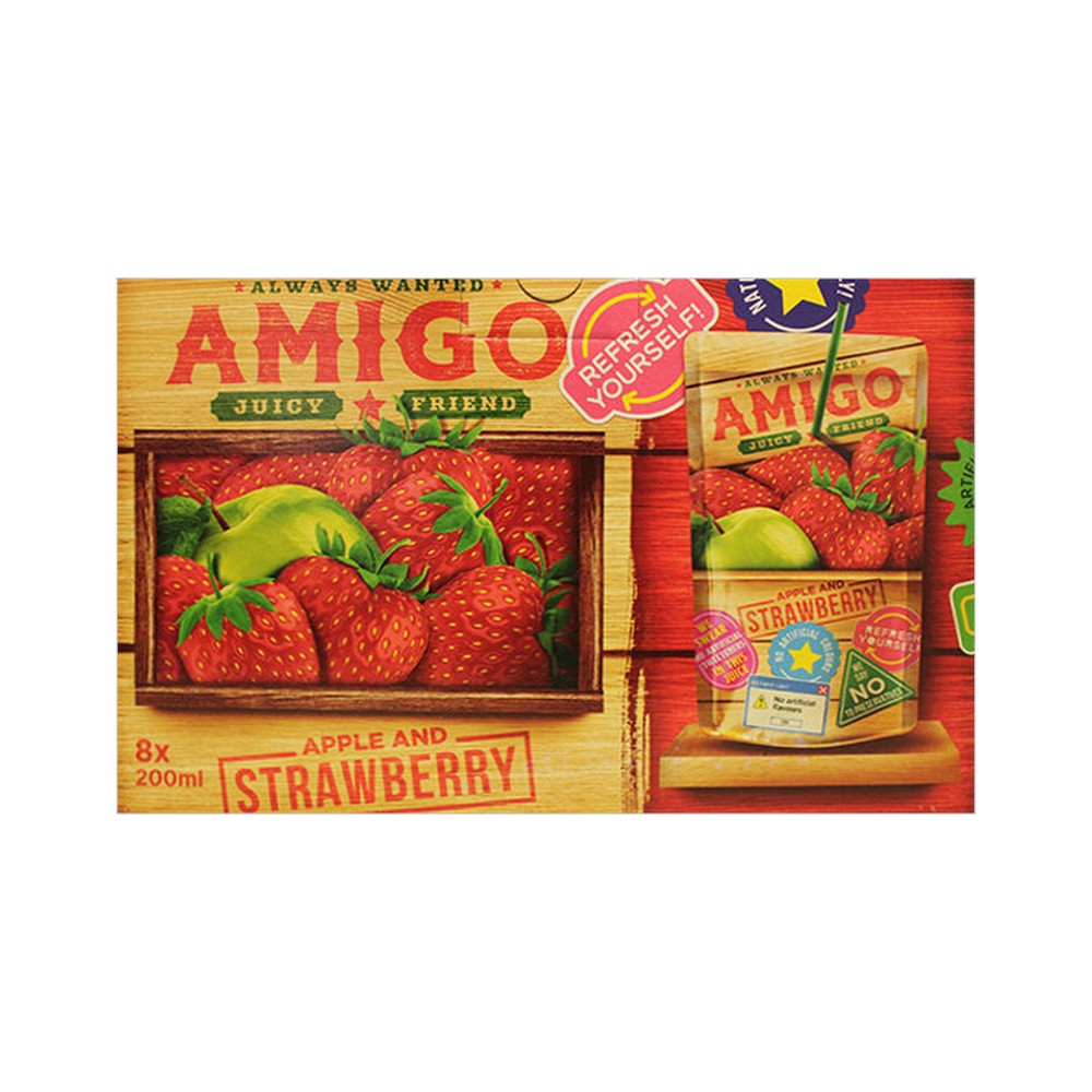 [AMI-1003] AMIGO Fruit Drink Apple & Strawberry 8x200ml